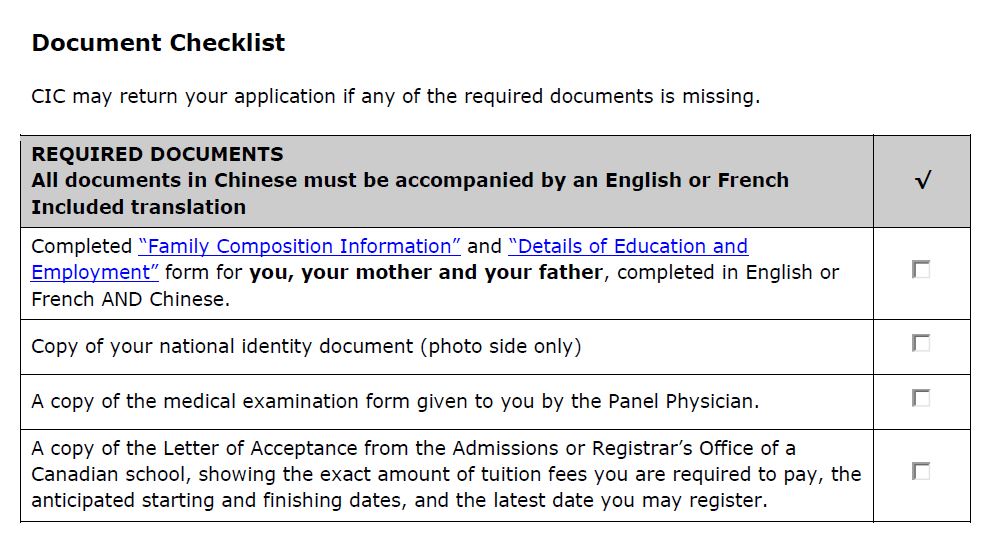 Required Docs - Chinese study permit - 1